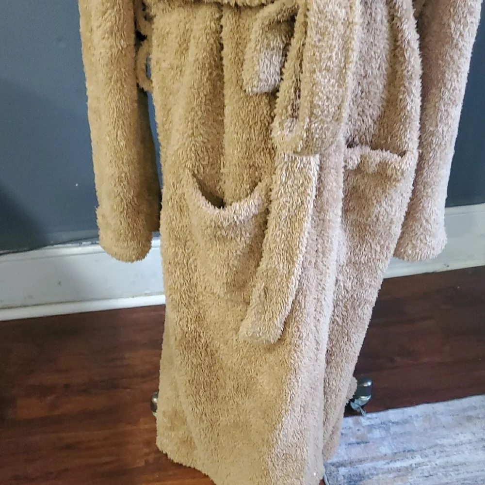 Barefood Dreams Cozy Tan Fleece Long  Robe - Picture 4 of 9